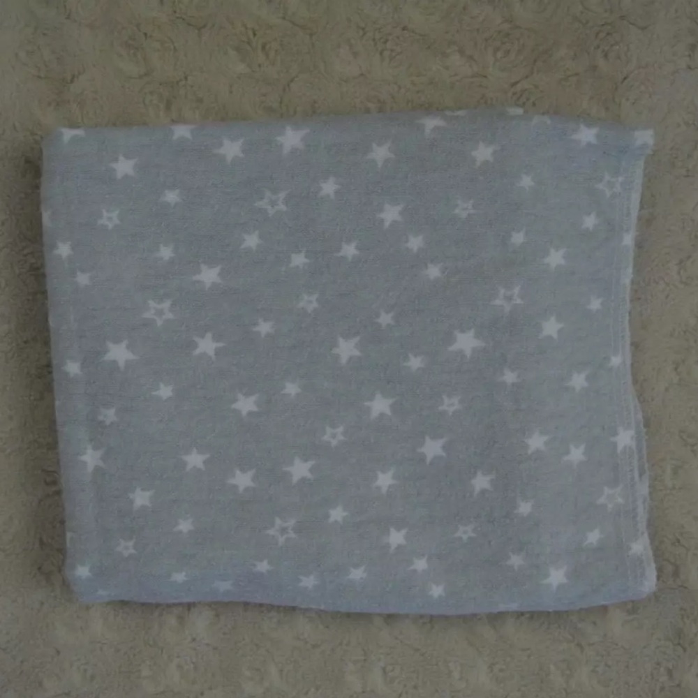 Parent's Choice Gray White Stars Baby Receiving Blanket Flannel Thin Cotton